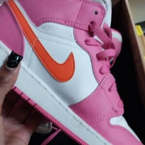 Nike Kids White, Pink, and Orange Sneakers